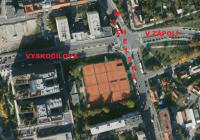 p�vodn� tenisov� kurty v ulici Vysko�ilova